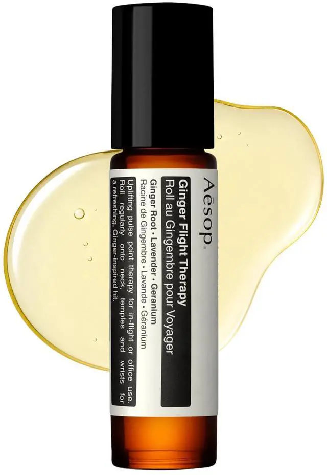 Main image of Ginger Flight Therapy | Aromatic Anti-Nausea, Calming Pulse-Point Roll-On with Ginger and Lavender Oil | for Travel or Daily Use | 0.3 fl oz