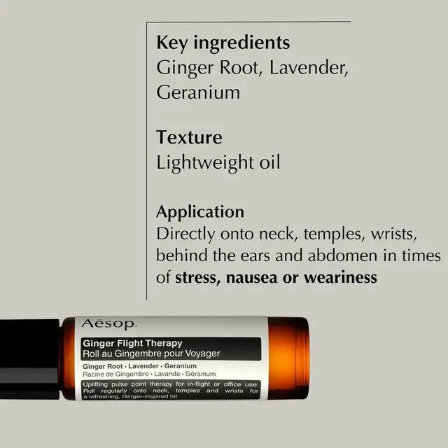 Alt view image 3 of 5 - Ginger Flight Therapy | Aromatic Anti-Nausea, Calming Pulse-Point Roll-On with Ginger and Lavender Oil | for Travel or Daily Use | 0.3 fl oz