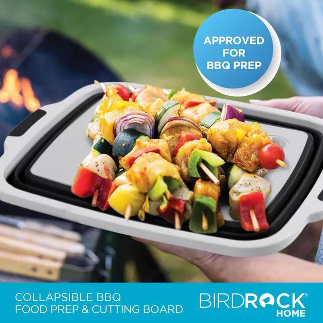 Alt view image 4 of 7 - Collapsible Large BBQ Prep Tub w/Cutting Board, Multi-Function Grill Caddy w/Colander & Lid, Portable Silicone Dish Bowl for Picnic, Tailgate, Camping - Black