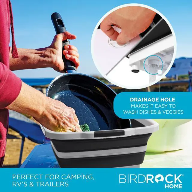Alt view image 6 of 7 - Collapsible Large BBQ Prep Tub w/Cutting Board, Multi-Function Grill Caddy w/Colander & Lid, Portable Silicone Dish Bowl for Picnic, Tailgate, Camping - Black