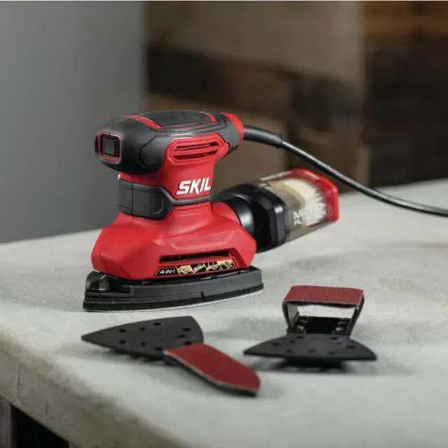 Alt view image 2 of 7 - Corded Multi-Function Detail Sander with Micro-Filter Dust Box 3 Additional Attachments & 12pc Sanding Sheet- SR232301