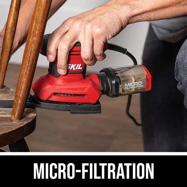 Alt view image 4 of 7 - Corded Multi-Function Detail Sander with Micro-Filter Dust Box 3 Additional Attachments & 12pc Sanding Sheet- SR232301