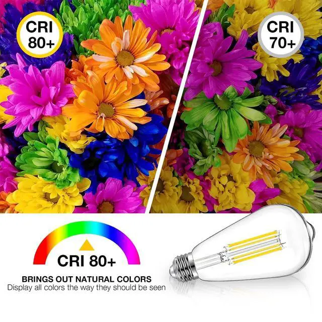 Alt view image 5 of 6 - 12 Pack Vintage LED Edison Bulbs, E26 Dimmable LED Bulb, 60 watt Equivalent, ST58 Antique Filament Light Bulbs with Natural White 4000K, Brightness 8W, 800LM, 80+ CRI, Clear Glass