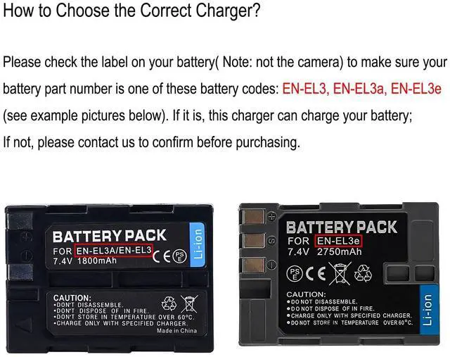 Alt view image 2 of 7 - EN-EL3e/EN-EL3/EN-EL3a Battery Charger,Replacement for MH-18, MH-18a,MH-19 Charger, Compatible with Nikon D100, D100 SLR, D200, D300, D300s, D50, D70, D70s, D80, D90, DSLR D700, E880