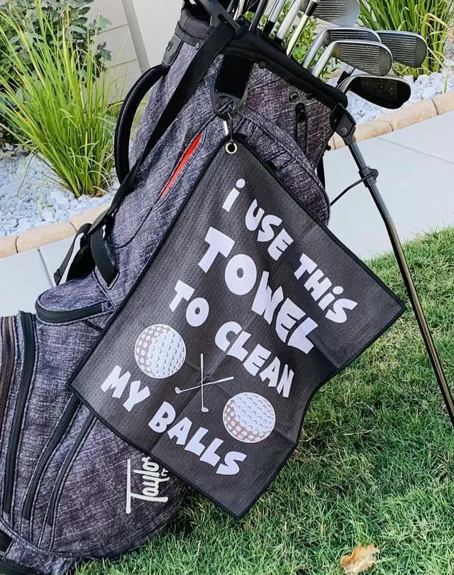 Alt view image 3 of 5 - Funny Golf Towel with Bag Clip, Waffle Weave Microfiber Towel for Cleaning Golf Clubs & Balls, Funny Golf Gift for Golfers & Dads
