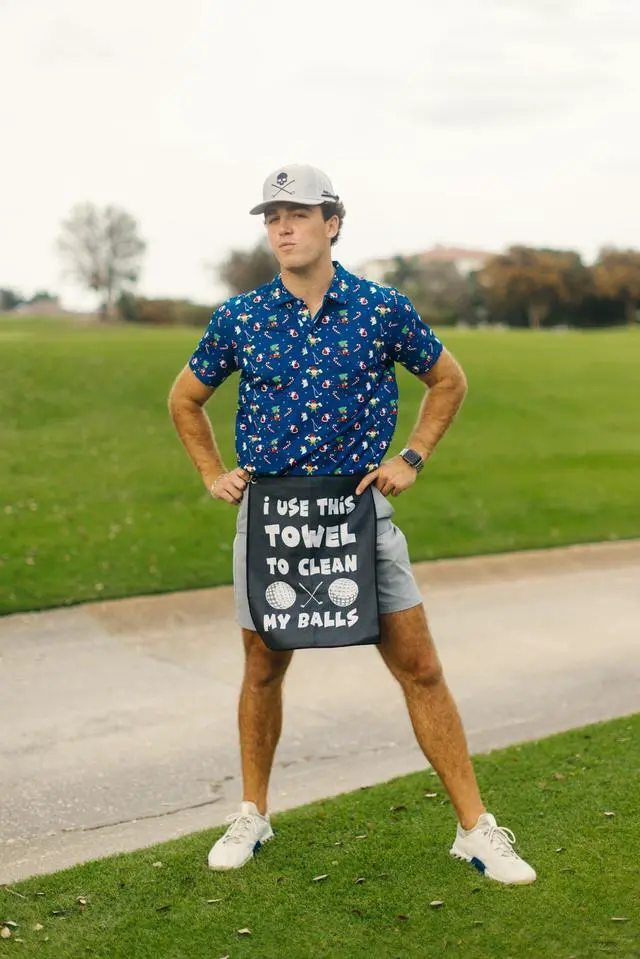 Alt view image 5 of 5 - Funny Golf Towel with Bag Clip, Waffle Weave Microfiber Towel for Cleaning Golf Clubs & Balls, Funny Golf Gift for Golfers & Dads