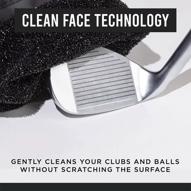 Alt view image 4 of 7 - Original Golf Club and Golf Ball Cleaning Bag, Clean Face Technology Liner, Waterproof Neoprene Exterior, Detachable Clip, Machine Washable, Cleans Club Grooves, Golf Towel, Black