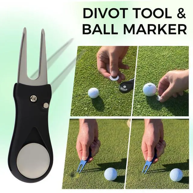 Alt view image 4 of 7 - 21 Pcs Golf Essentials Kit, Golf Club Cleaning Kit - Golf Club Brush & Golf Towel, Golf Ball Bag & Tees Holder & 2 Sizes Tees, Divot Repair Tool & Ball Marker, Must Haves Golf Accessories