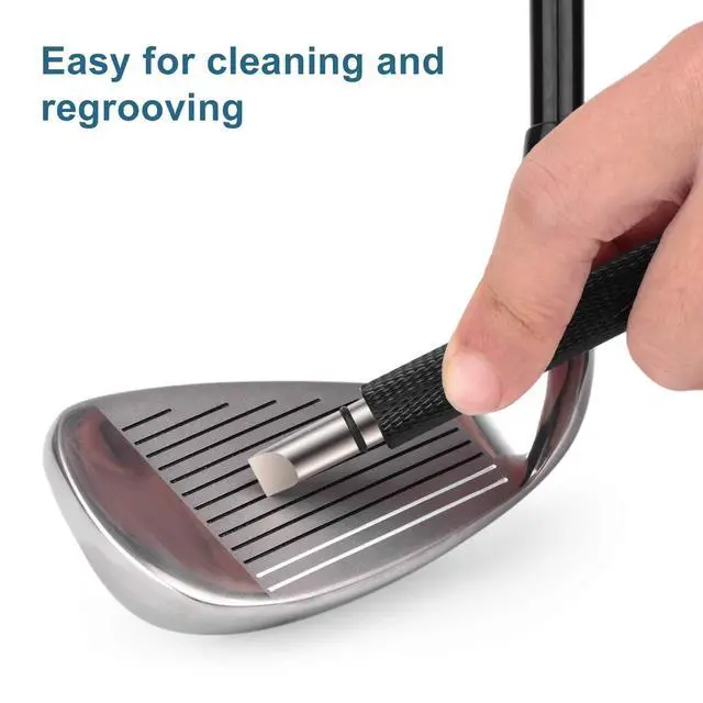 Alt view image 3 of 7 - Golf Club Groove Sharpener, Re-Grooving Tool and Cleaner for Wedges & Irons - Generate Optimal Backspin - Suitable for U & V-Grooves, Black