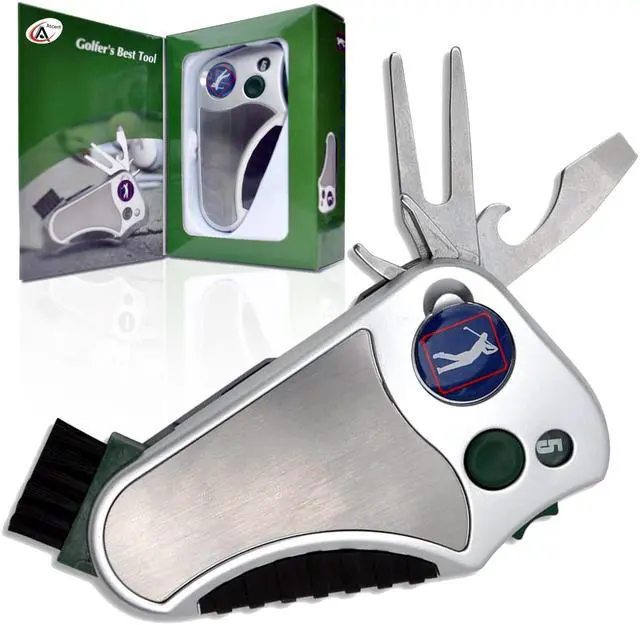 Main image of Golfer's Best Tool 6-in-1 Golf Multitool | Fathers Day Gift | Stroke Counter, Divot Repair, Brush, Ball Marker, Cleat Tightener, Club Cleaner | Compact Golf Gift & Souvenir