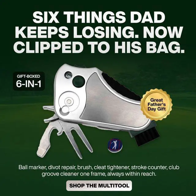 Alt view image 7 of 7 - Golfer's Best Tool 6-in-1 Golf Multitool | Fathers Day Gift | Stroke Counter, Divot Repair, Brush, Ball Marker, Cleat Tightener, Club Cleaner | Compact Golf Gift & Souvenir