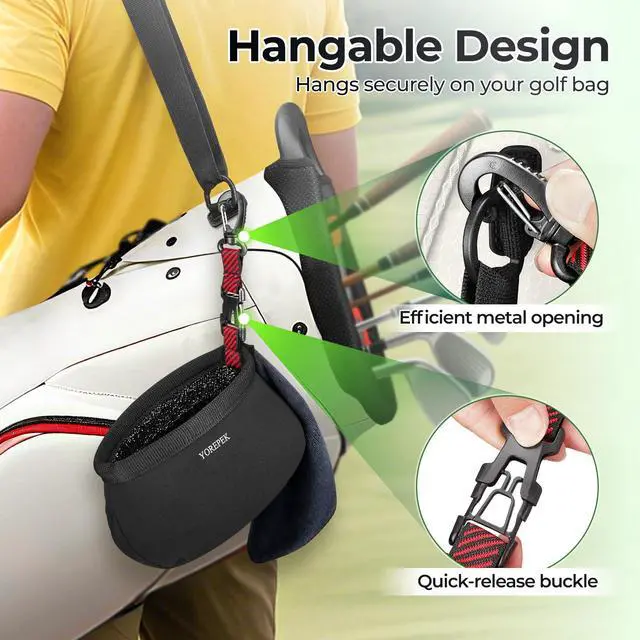 Alt view image 7 of 7 - Golf Gifts for Men, Golf Club Cleaner Bag in Gift Box, Golf Ball Cleaner with Towel & 360° Rotating Clip, Golf Bag Accessories for Men Dad Golfer, Black