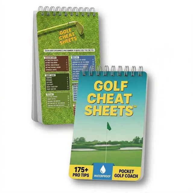 Main image of Golf Cheat Sheets - 175+ Quick Reference Tips Across 36 Shot Types in a Waterproof Pocket Guide - Driving, Short Game & Putting Reference for Beginners - Great Golf Gifts for Golfers