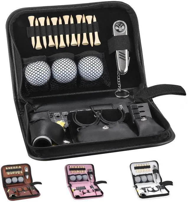 Main image of Golf Gifts for Men and Women,Golf Accessories Set with Hi-End Case,Golf Balls,Golf Tees,Golf Multifunctional Divot Tool,Rangefinder Golf Brush,Golf ScorerGolf Ball Clamp(Black)