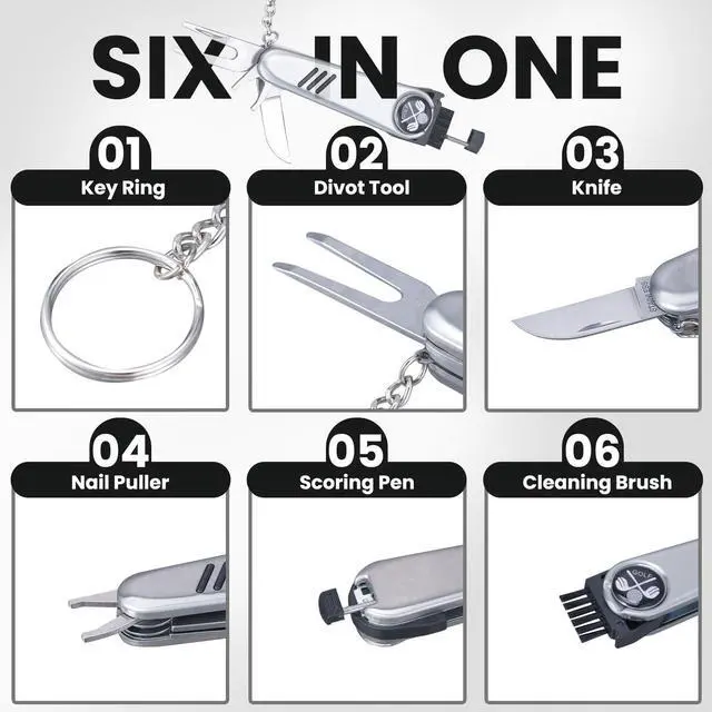Alt view image 4 of 7 - Golf Gifts for Men and Women,Golf Accessories Set with Hi-End Case,Golf Balls,Golf Tees,Golf Multifunctional Divot Tool,Rangefinder Golf Brush,Golf ScorerGolf Ball Clamp(Black)
