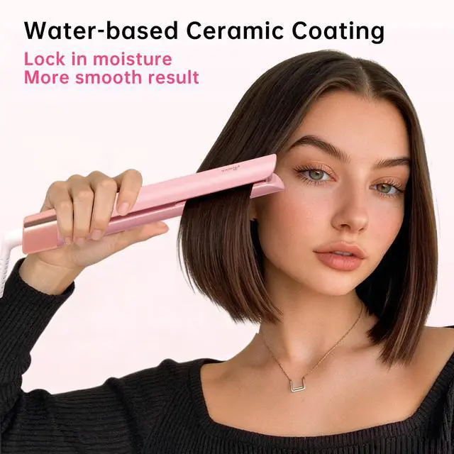 Alt view image 2 of 7 - Mini Flat Iron 0.8 Inch Ceramic Mini Hair Straightener, Small Flat Irons for Short Hair, Curls Bangs, Dual Voltage for Travel,Dual Voltage for Worldwide Use(Pink)