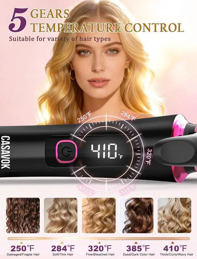 Alt view image 4 of 7 - Dual Voltage Travel Curling Iron 110-240V, 1 Inch Mini Curling Iron Travel Size with UK & EU Plug Adapters, Portable Curling Iron for Worldwide, 5 Heat Settings, Small Curling Iron for Short Hair
