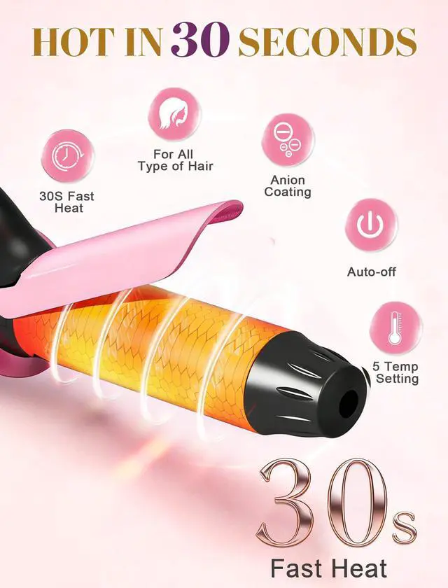 Alt view image 5 of 7 - Dual Voltage Travel Curling Iron 110-240V, 1 Inch Mini Curling Iron Travel Size with UK & EU Plug Adapters, Portable Curling Iron for Worldwide, 5 Heat Settings, Small Curling Iron for Short Hair