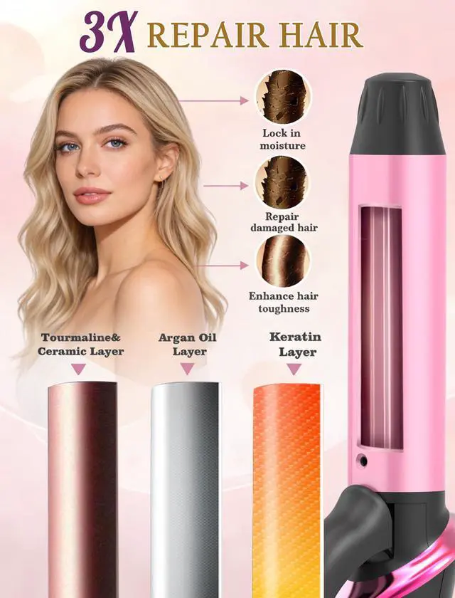 Alt view image 6 of 7 - Dual Voltage Travel Curling Iron 110-240V, 1 Inch Mini Curling Iron Travel Size with UK & EU Plug Adapters, Portable Curling Iron for Worldwide, 5 Heat Settings, Small Curling Iron for Short Hair