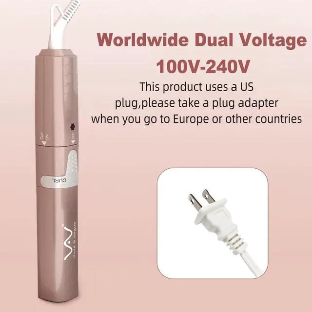 Alt view image 3 of 7 - Mini Dual Voltage Curling Iron & Straightener 2-in-1 for Travel - Portable Hair Curler Wand with Worldwide Voltage Compatibility,Compact Design for Women