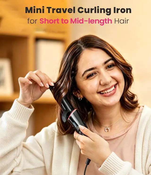 Alt view image 3 of 7 - Travel Mini Curling Iron for Short Hair 1 Inch