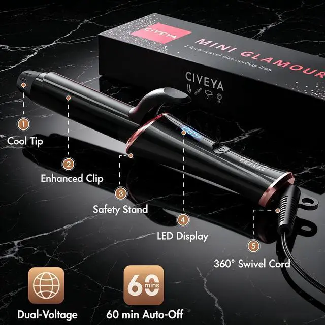 Alt view image 7 of 7 - Travel Mini Curling Iron for Short Hair 1 Inch