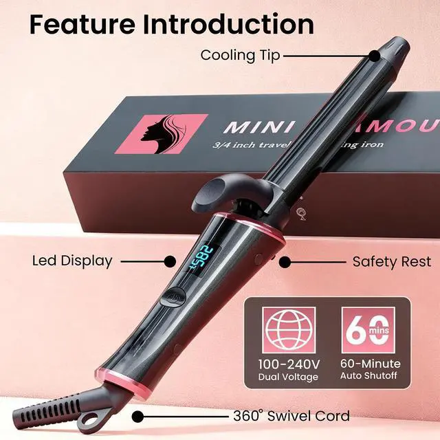 Alt view image 6 of 7 - 3/4 Inch Mini Travel Curling Iron for Short Hair