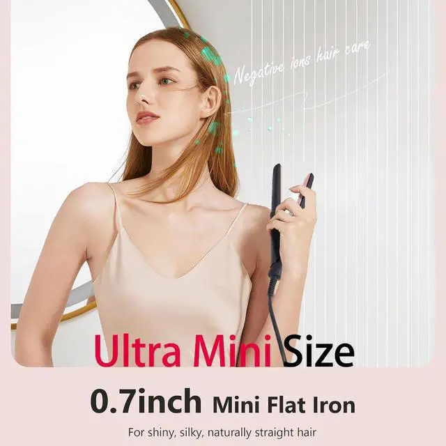Alt view image 2 of 7 - Ultra Mini Hair Straightener Flat Iron for Short Hair, Dual Voltage Small Hair Straightener and Curler 2 in 1, Portable Mini Flat Iron for Short Edges, Front Bangs, 3 Temp (280-320-380)