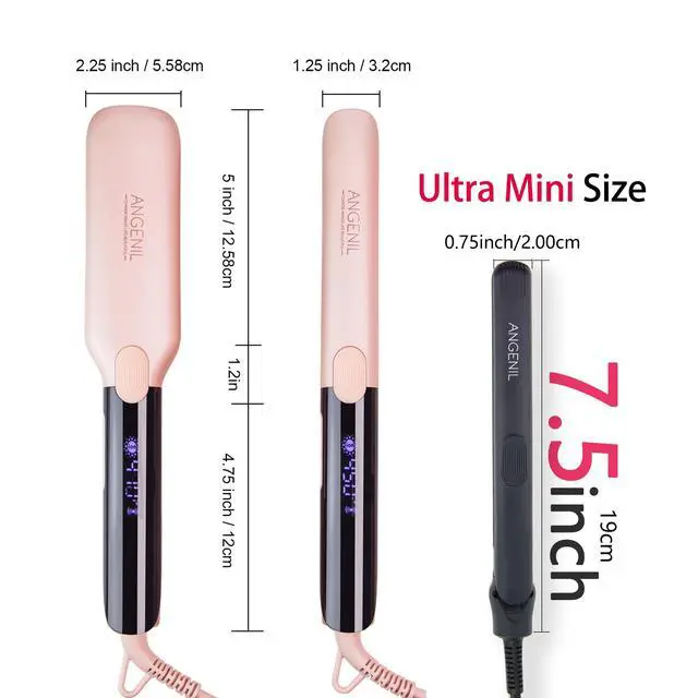 Alt view image 4 of 7 - Ultra Mini Hair Straightener Flat Iron for Short Hair, Dual Voltage Small Hair Straightener and Curler 2 in 1, Portable Mini Flat Iron for Short Edges, Front Bangs, 3 Temp (280-320-380)