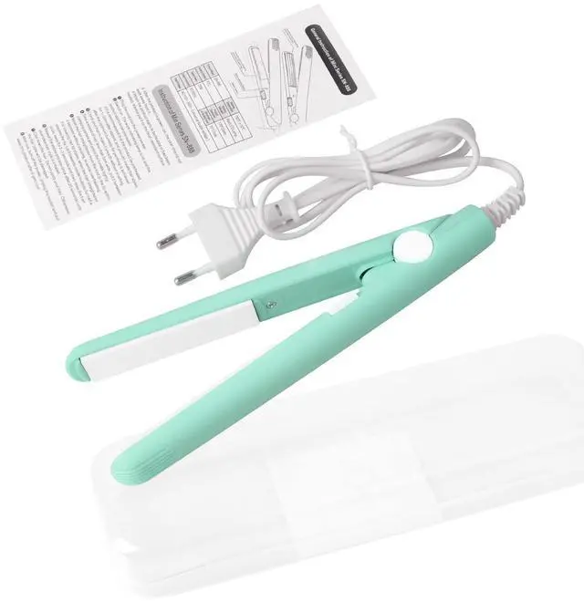 Main image of 2 in 1 Mini Hair Straightener, US Plug, Ceramic Tourmaline Plate, Beauty Small Lightweight Portable Flat Iron Heating Curler for Home (Green)