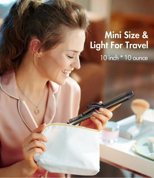 Alt view image 2 of 7 - Travel Curling Iron Dual Voltage(110-240V)1 Inch Mini Curling Iron Travel Size with 5 Adjustable Heat Settings, Ceramic Barrel with Argan Oil Infused, Portable