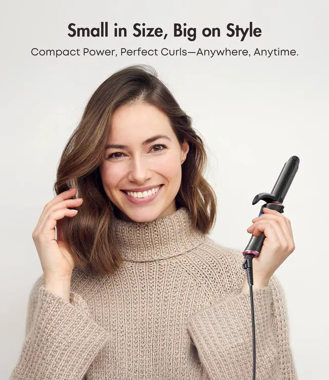 Alt view image 5 of 7 - Travel Curling Iron Dual Voltage(110-240V)1 Inch Mini Curling Iron Travel Size with 5 Adjustable Heat Settings, Ceramic Barrel with Argan Oil Infused, Portable