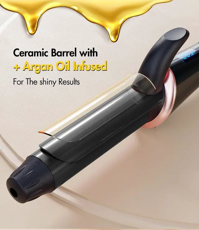 Alt view image 6 of 7 - Travel Curling Iron Dual Voltage(110-240V)1 Inch Mini Curling Iron Travel Size with 5 Adjustable Heat Settings, Ceramic Barrel with Argan Oil Infused, Portable
