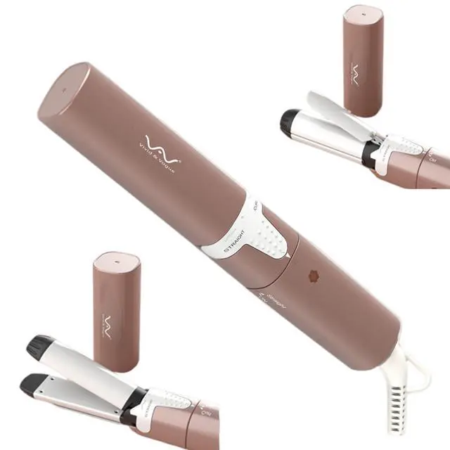 Main image of Mini Dual Voltage Curling Iron & Straightener 2-in-1 for Travel - Portable Hair Curler Wand with Worldwide Voltage Compatibility,Compact Design for Women