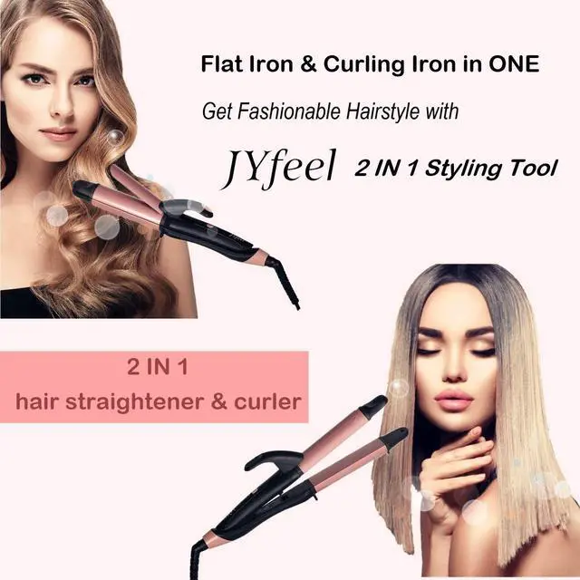 Alt view image 6 of 7 - 2 in 1 Travel Curling Flat Iron Dual Voltage Mini Hair Straightener and Curler (Rose Gold)