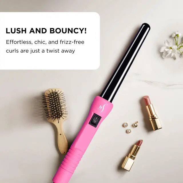 Alt view image 3 of 7 - Straightener Curling Iron Combo - Mini Flat Iron, Ceramic Hair Straightener and Curler Set - for All Hair Types - Dual Voltage - Travel Friendly - Pink