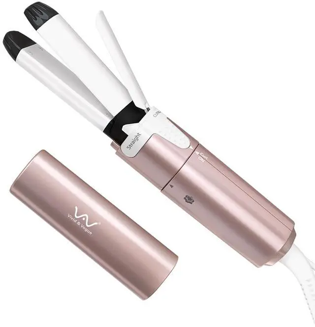 Main image of Mini 2 in 1 Hair Iron Hair Straightener & Curler with Rotation Switch, 1 Inch Curling Iron Ceramic Flat Iron 400°F, Portable for Short Hair/Bobs/Bangs/Men, Travel Size Curling Wand Dual Voltage