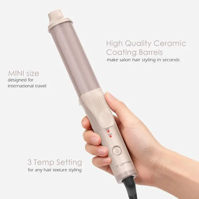 Alt view image 2 of 7 - Mini Curling Iron for Travel,Dual Voltage 120-240V, 30s Fast Heating, 3 Temps 360/400/430°F Digital Settings, Small Curling Iron for Short Hair,Tiny Curling Irons for Women