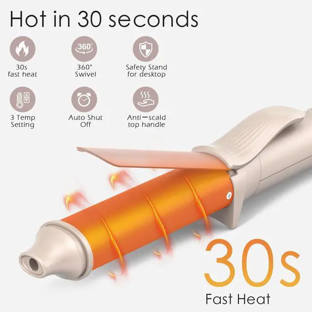 Alt view image 3 of 7 - Mini Curling Iron for Travel,Dual Voltage 120-240V, 30s Fast Heating, 3 Temps 360/400/430°F Digital Settings, Small Curling Iron for Short Hair,Tiny Curling Irons for Women