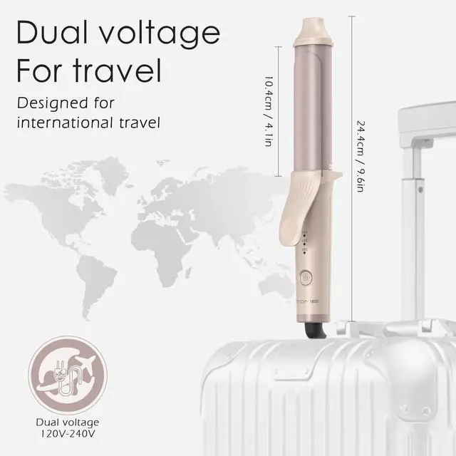 Alt view image 6 of 7 - Mini Curling Iron for Travel,Dual Voltage 120-240V, 30s Fast Heating, 3 Temps 360/400/430°F Digital Settings, Small Curling Iron for Short Hair,Tiny Curling Irons for Women