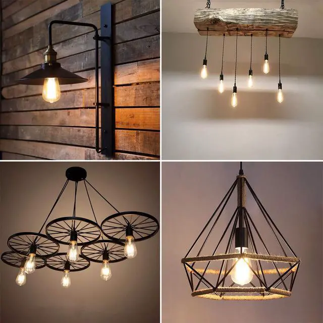 Alt view image 5 of 7 - Vintage LED Edison Bulbs, 6W, Equivalent 60W, Non-Dimmable, High Brightness Warm White 2700K, ST58 Antique LED Filament Bulbs with 80+ CRI, E26 Medium Base, Clear Glass, Pack of 4