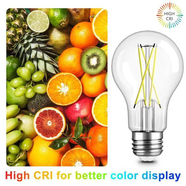 Alt view image 3 of 7 - 12 Pack A19 Vintage LED Edison Bulbs, Dimmable Light Bulb 60W Equivalent, High Brightness 5000K Daylight, Ultra-Bright, 8W E26 Standard Base, 800Lumens, CRI80+, Clear Glass Filament Bulb for Home