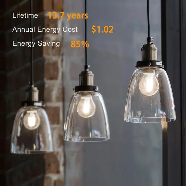 Alt view image 5 of 7 - 12 Pack A19 Vintage LED Edison Bulbs, Dimmable Light Bulb 60W Equivalent, High Brightness 5000K Daylight, Ultra-Bright, 8W E26 Standard Base, 800Lumens, CRI80+, Clear Glass Filament Bulb for Home