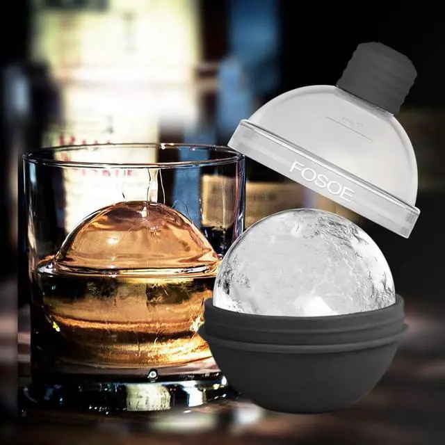 Alt view image 6 of 7 - Silicone Ice Ball Molds for Whiskey - Set of 4 Round Makers with Lids for Cocktails, Bourbon, and Drinks