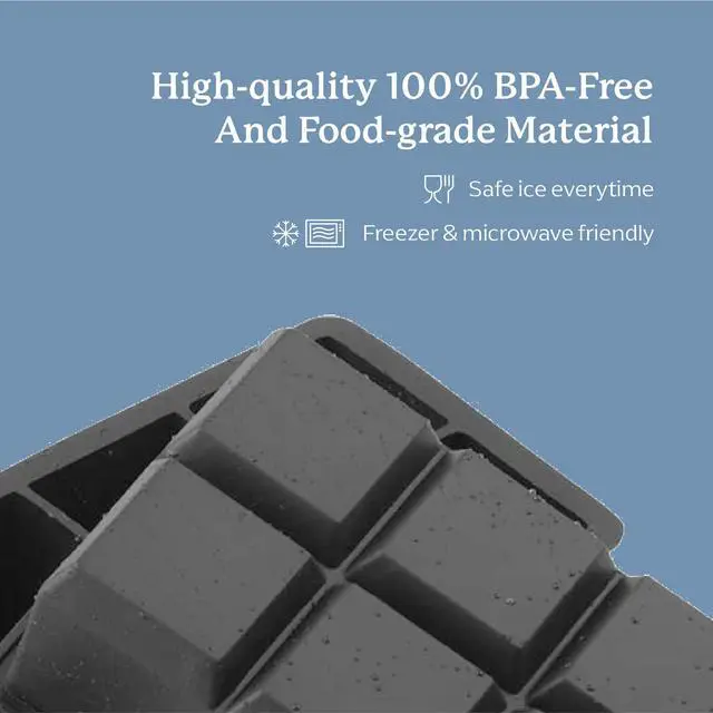 Alt view image 7 of 7 - Large Silicone Premium Ice Trays, 2-Pack Combo, 2 Inches Big Cubes & 2.5 Inches Sphere Ice Molds - BPA Free, Craft Ice Maker for Gifting, Whiskey, Cocktails, Easy Release - Gray