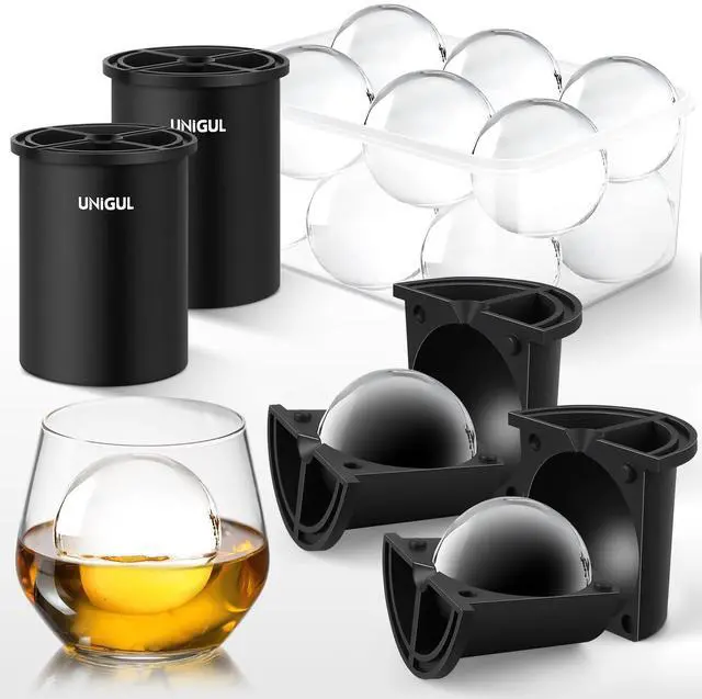 Main image of Clear Ice Cube Maker, 2.5" Stainless Steel Ice Ball Maker Mold for Whiskey & Cocktails, Non-BPA Premium Silicone Ice Cube Molds, Easy-Release Sphere Ice Maker, Bourbon Gifts for Men (2 PACK)