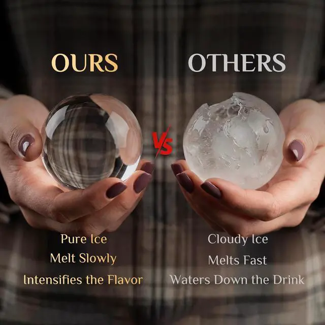 Alt view image 2 of 7 - Clear Ice Cube Maker, 2.5" Stainless Steel Ice Ball Maker Mold for Whiskey & Cocktails, Non-BPA Premium Silicone Ice Cube Molds, Easy-Release Sphere Ice Maker, Bourbon Gifts for Men (2 PACK)