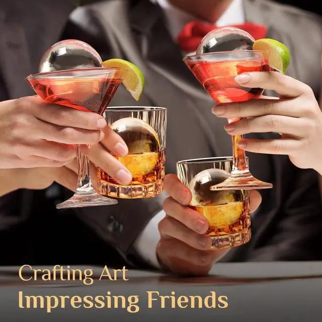 Alt view image 5 of 7 - Clear Ice Cube Maker, 2.5" Stainless Steel Ice Ball Maker Mold for Whiskey & Cocktails, Non-BPA Premium Silicone Ice Cube Molds, Easy-Release Sphere Ice Maker, Bourbon Gifts for Men (2 PACK)