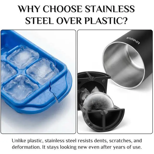 Alt view image 6 of 7 - Clear Ice Cube Maker, 2.5" Stainless Steel Ice Ball Maker Mold for Whiskey & Cocktails, Non-BPA Premium Silicone Ice Cube Molds, Easy-Release Sphere Ice Maker, Bourbon Gifts for Men (2 PACK)