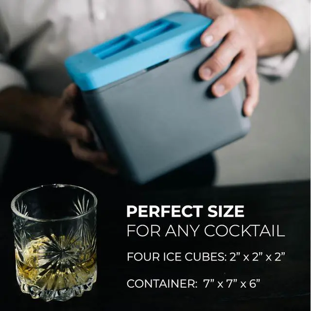 Alt view image 4 of 7 - Crystal Clear Ice Cube Maker, 4 Large 2"x2"x2" Ice Cubes for Cocktails and Drinks, Silicone Mold for Pure, Bartender-Quality Ice - Great for Hosting and Entertaining, Whiskey Gifts for Men